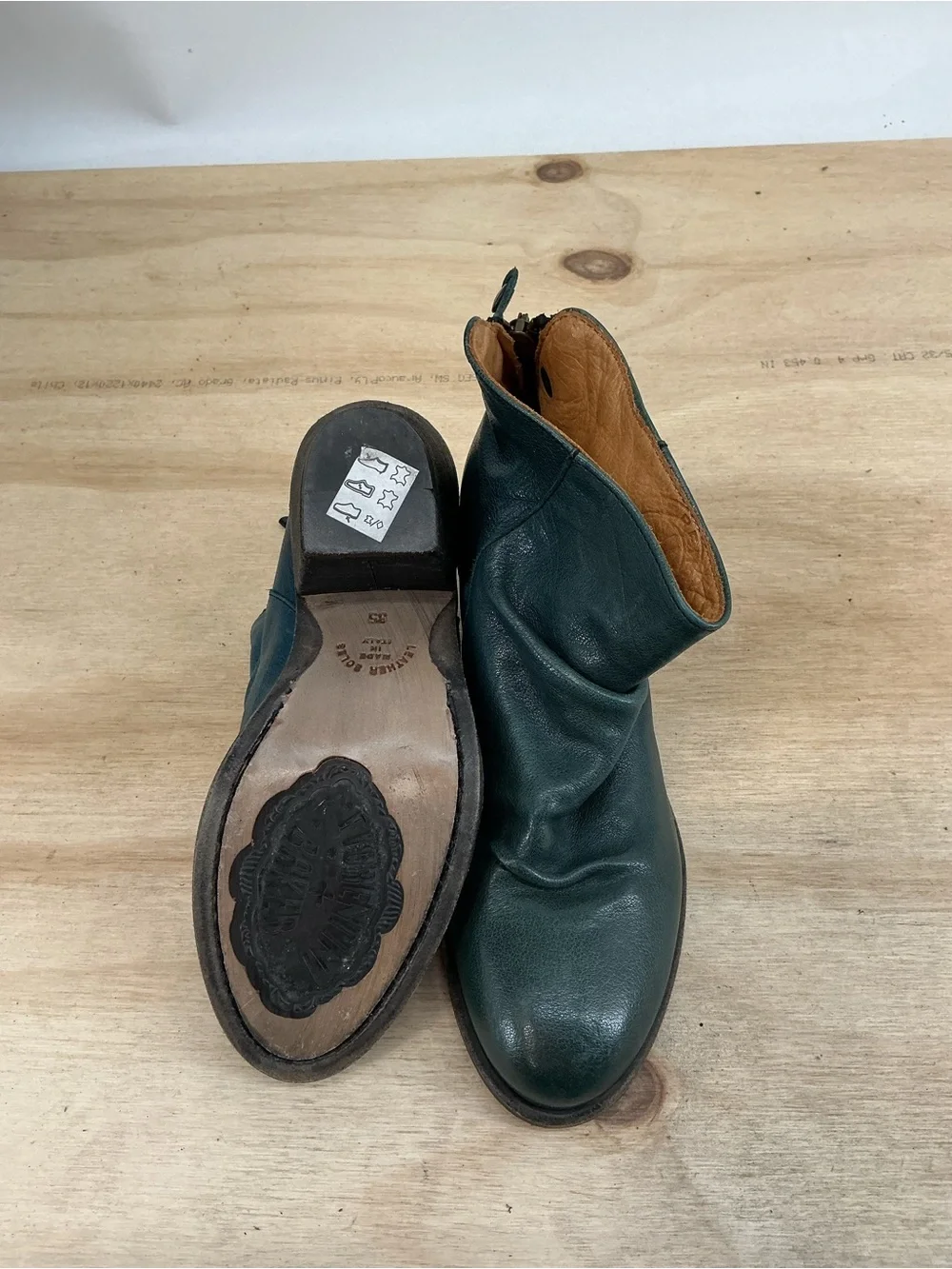 Fiorentini & Baker Teal Leather Ankle Boots Size 35